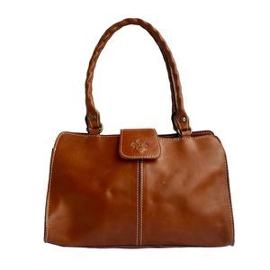 Vintage Patricia Nash brown leather Heritage tan cognac top handle satchel bag